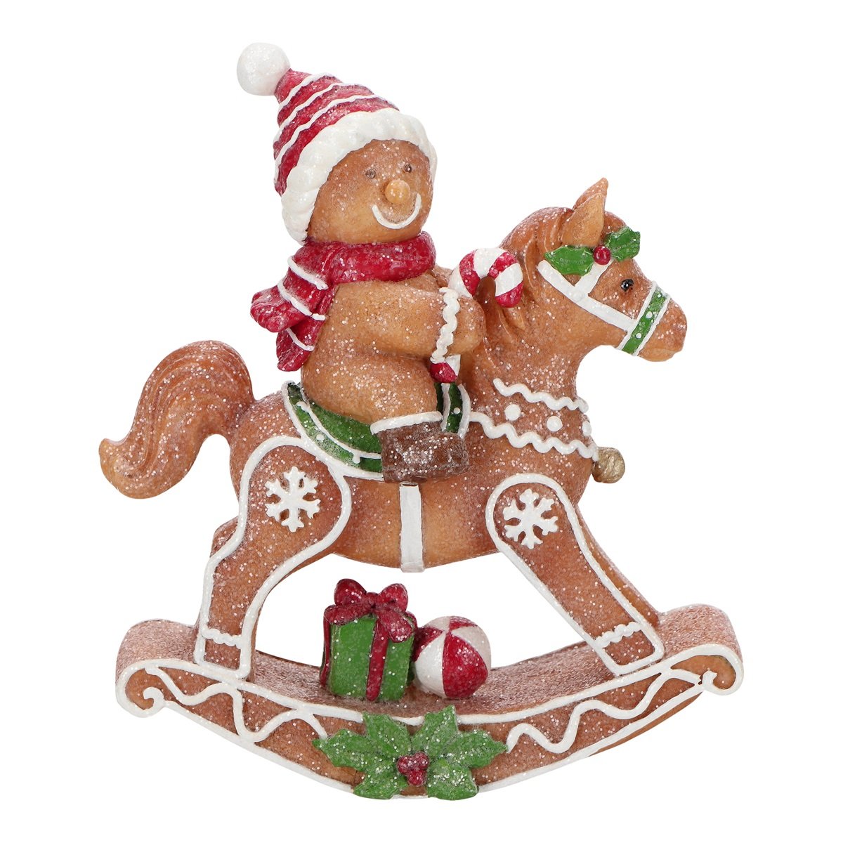 Festive Bear on Rocking Horse Figurine