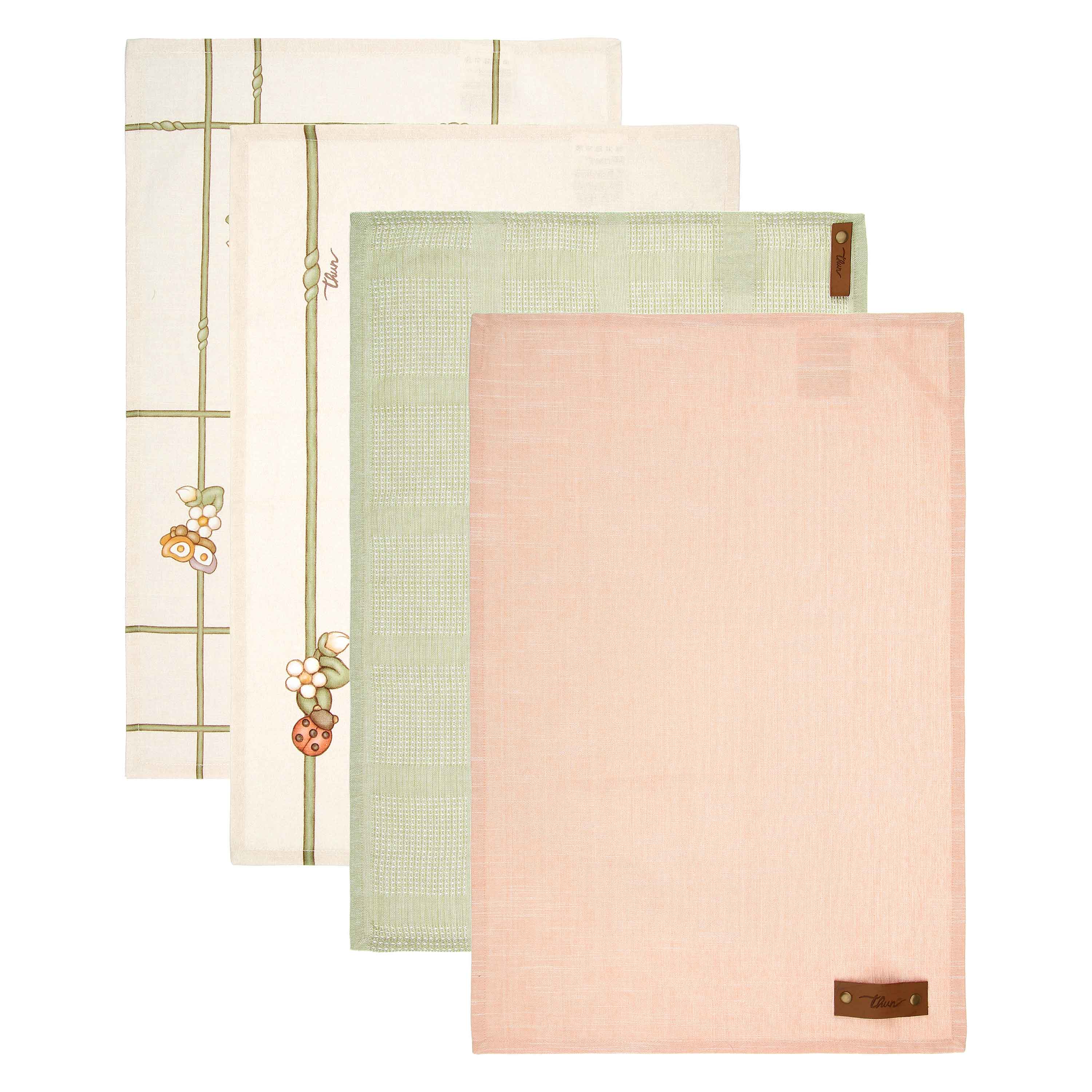 Set 4 strofinacci con scatola in legno Country Bloom