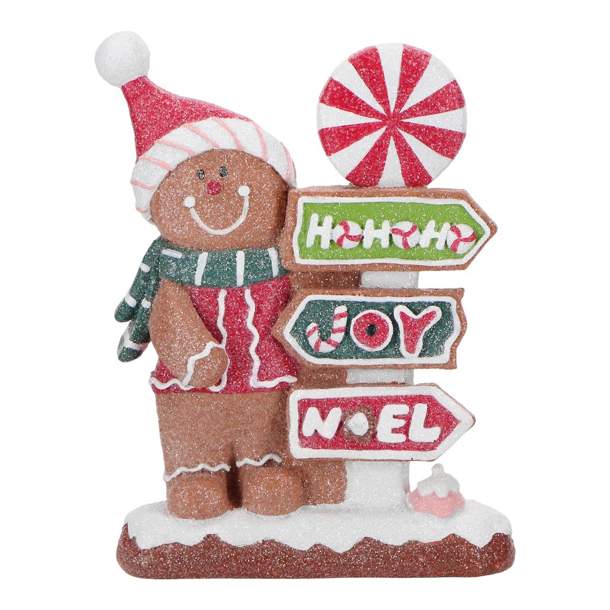 Omino di pan di zenzero con cartello Natalizio