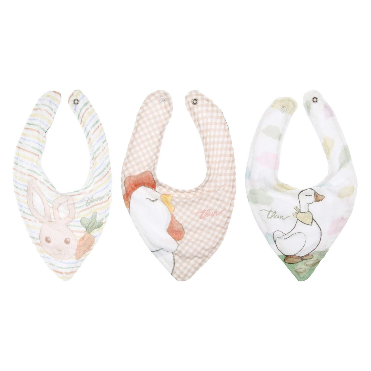 Set 3 bavaglini in cotone Dolce Fattoria