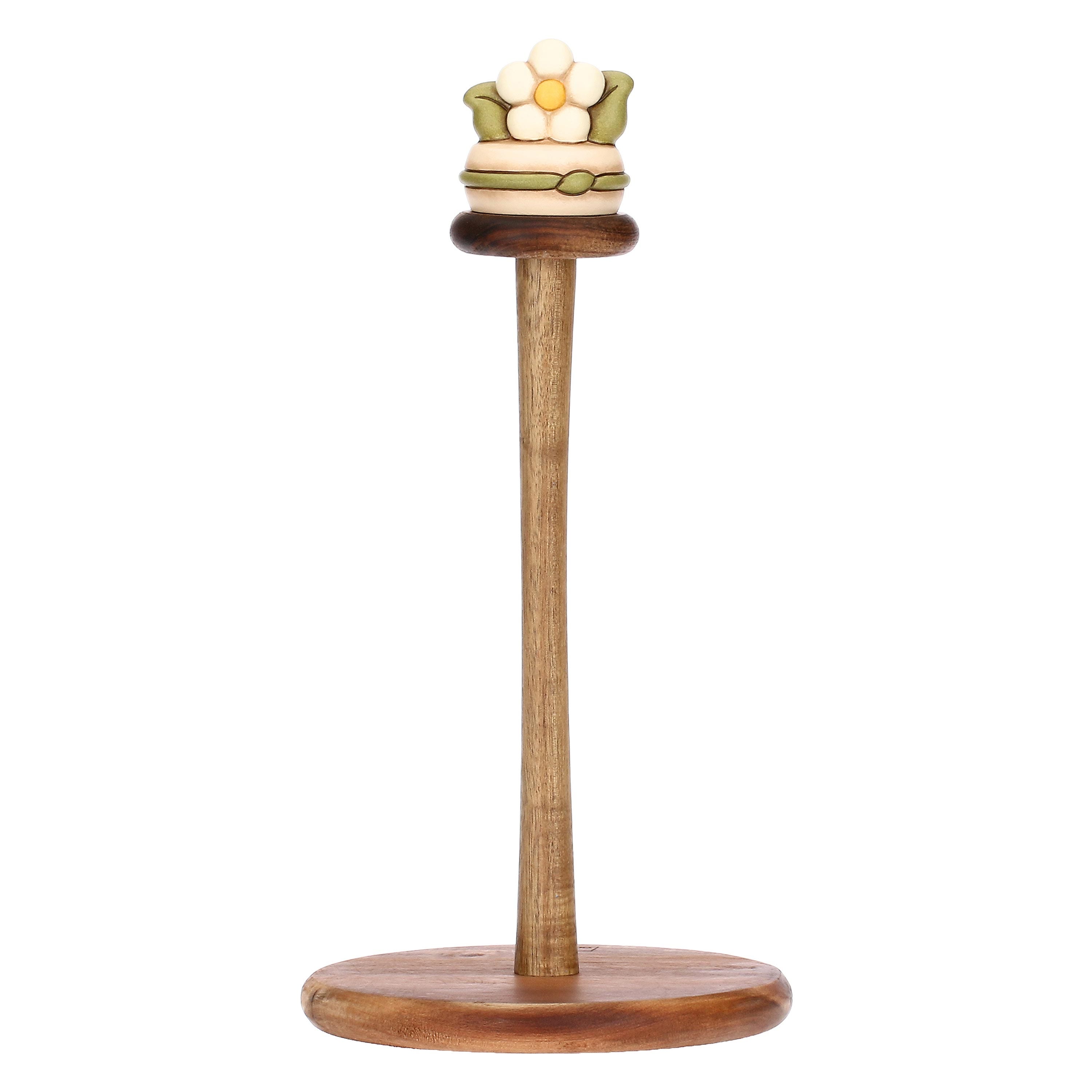 Portarotolo in legno e ceramica Country Bloom