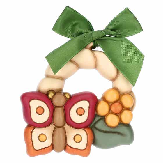 Formella con farfalla e fiore in ceramica AbbracciAMI, piccola