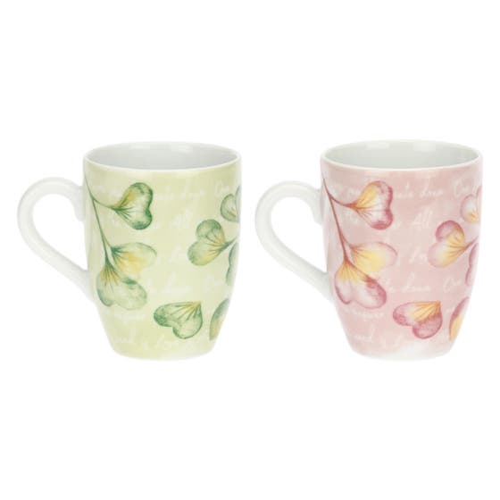 Set 2 Mug Cuori in fiore