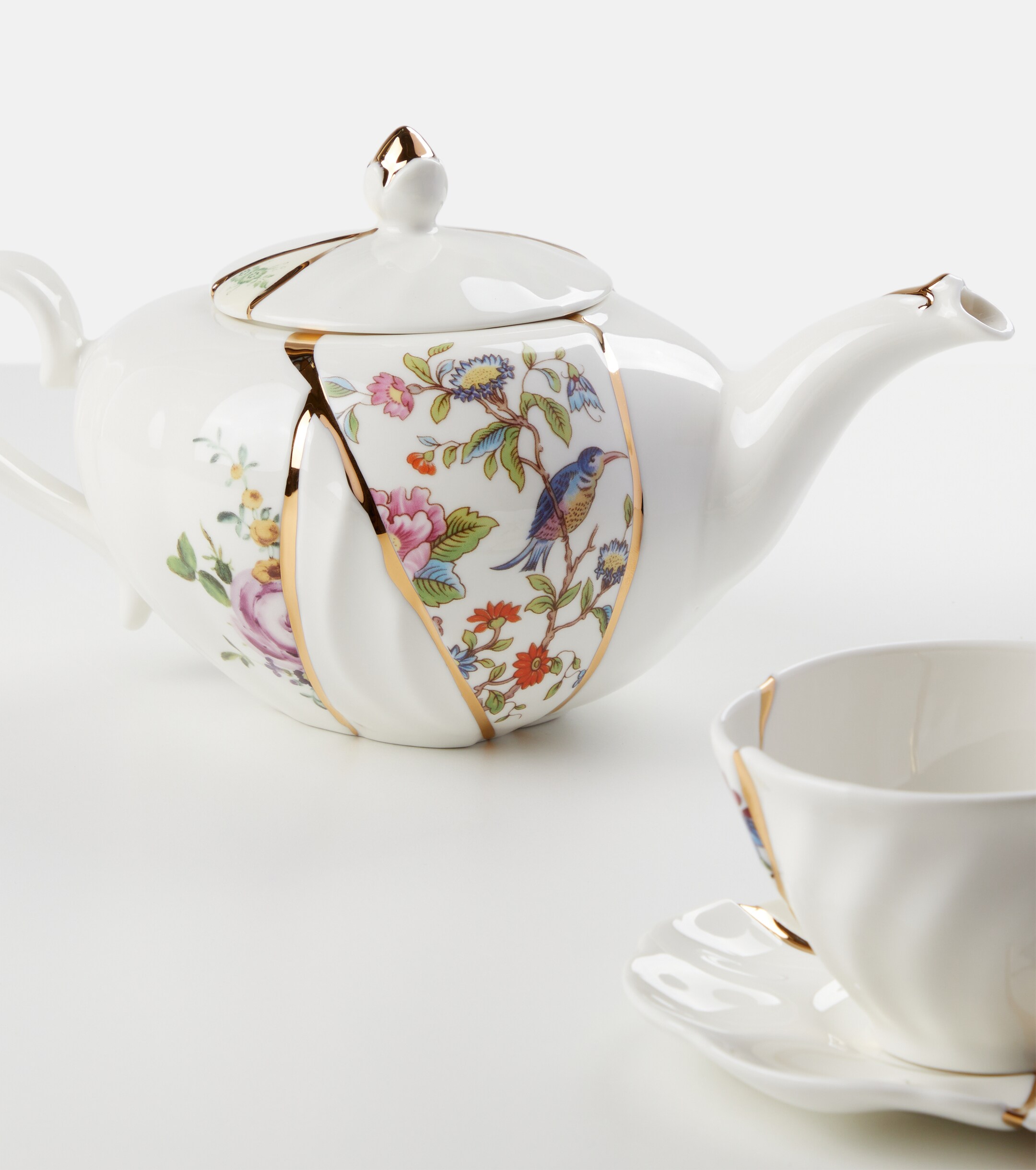 Teiera Kintsugi Seletti in porcellana placcata oro by Marcantonio Raimondi Malerba