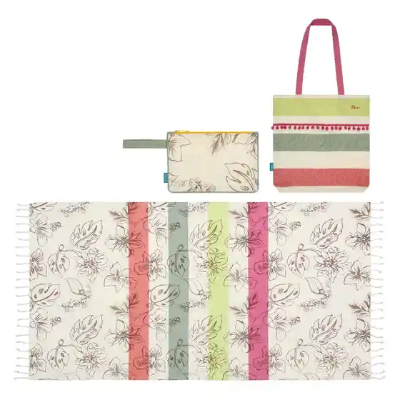 Set borsa thun, pochette e telo mare Eleganza Esotica
