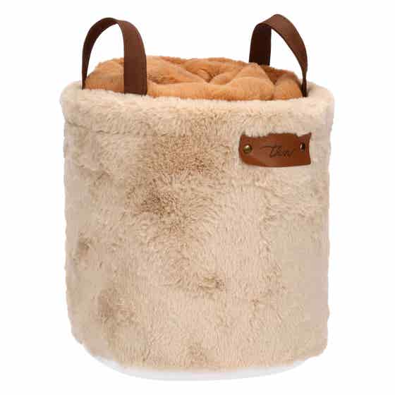 Set cesto e plaid, caramello