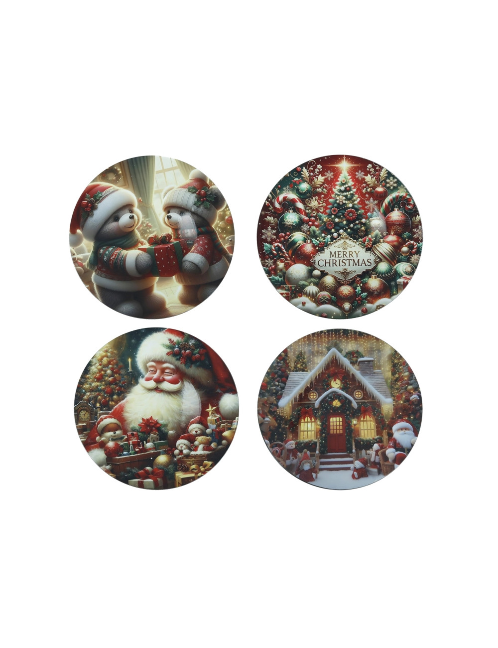Set di 4 pezzi sottopiatti di Natale con decori assortiti
