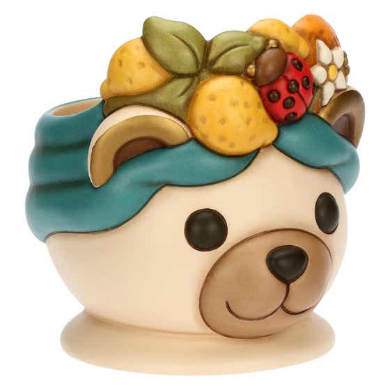 Cachepot Teddy corona con limoni e coccinella Ella in ceramica, grande