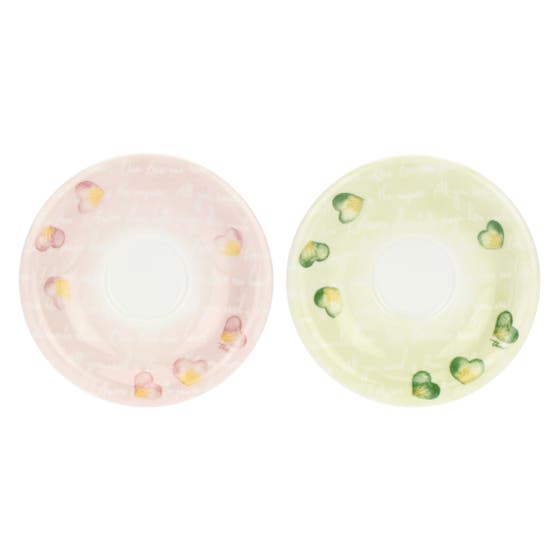 Set 2 tazze espesso Cuori in fiore con zuccheriera