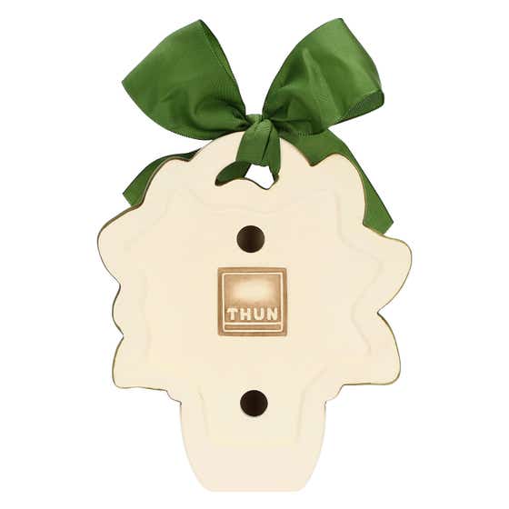 Formella in ceramica vasetto con frutta e coccinella AbbracciAMI