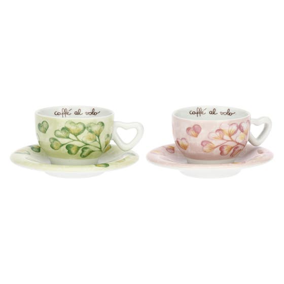 Set 2 tazze cappuccino Cuori in fiore