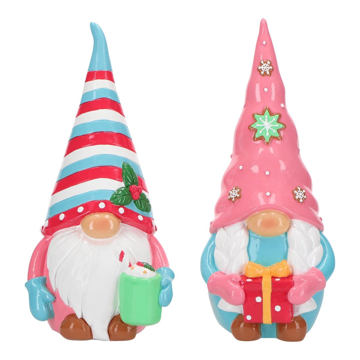 gnomo di natale lui e lei in ceramica h 25,5