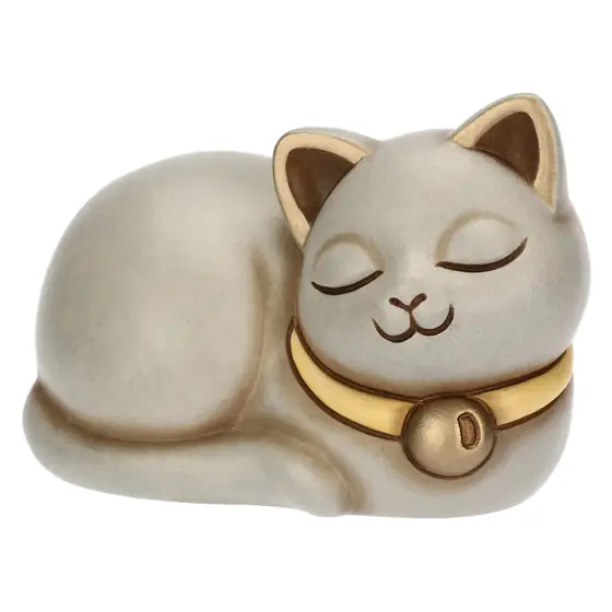 Gatto Momi con campanellino in ceramica, piccolo thun