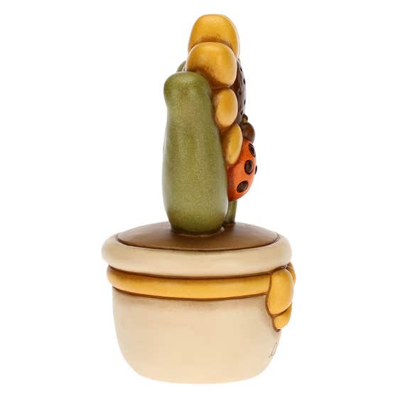 Vasetto soprammobile con girasole e coccinella - Auguri medio