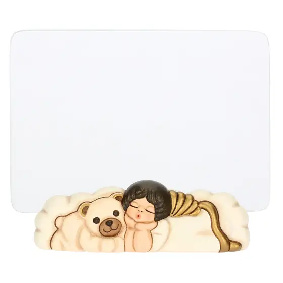 Portafoto con Angelo e Teddy in vetro e ceramica Thun
