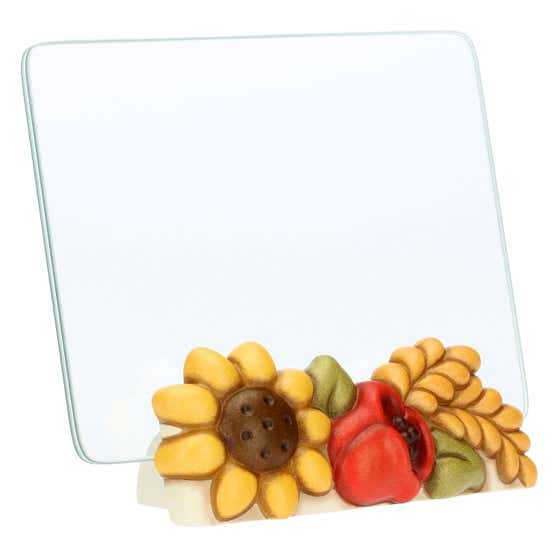 Portafoto in vetro con girasole e papavero Fiori e Fantasia