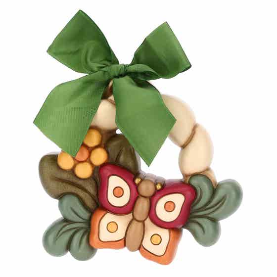 Formella con farfalla e fiore in ceramica AbbracciAMI, media