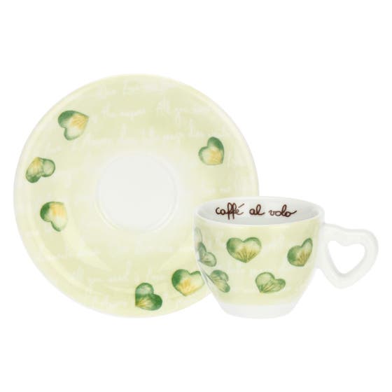 Set 2 tazze espesso Cuori in fiore con zuccheriera