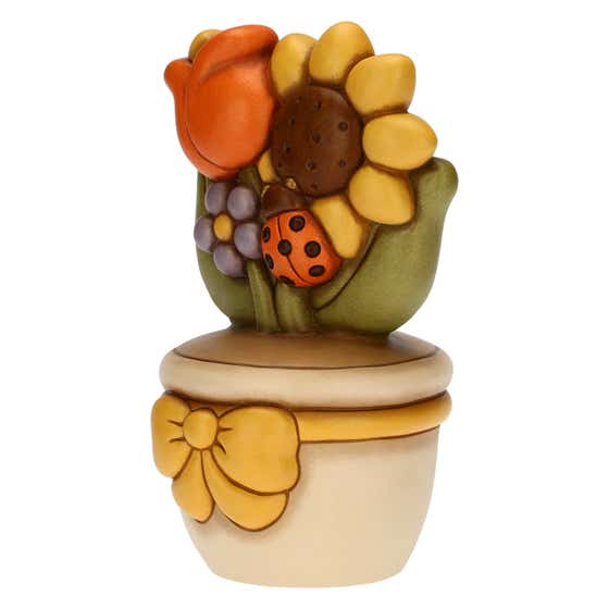 Vasetto soprammobile con coccinella e fiori grande