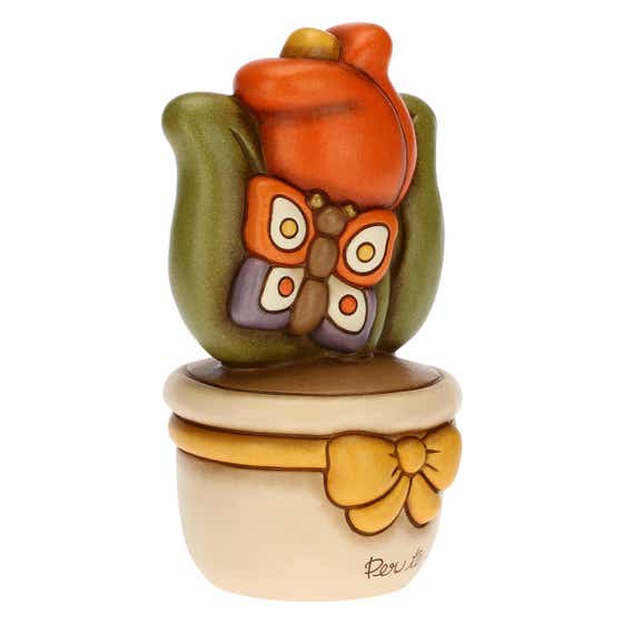 Vasetto soprammobile con tulipano e farfalla - Per Te medio