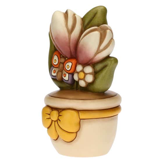 Vasetto soprammobile con farfalla e fiori grande