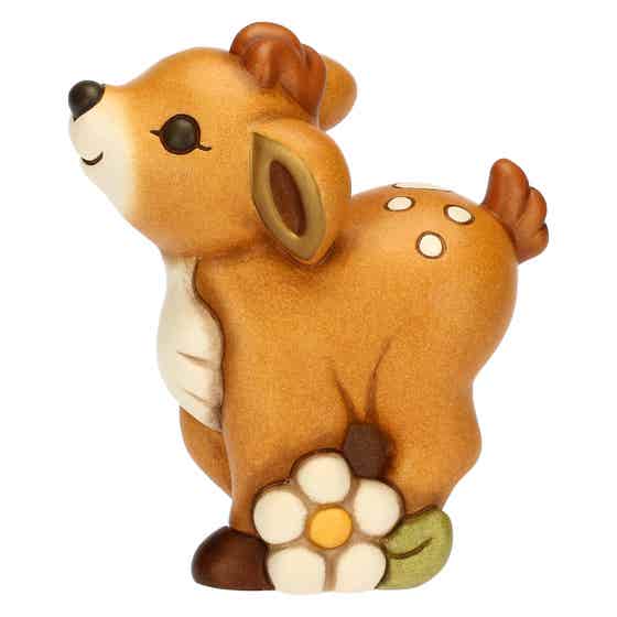 Cerbiatto Amy con fiore in ceramica, grande