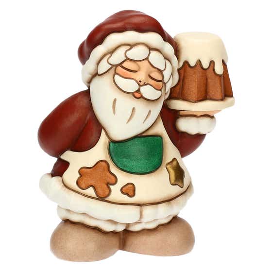 Babbo Natale con pandoro in ceramica, medio