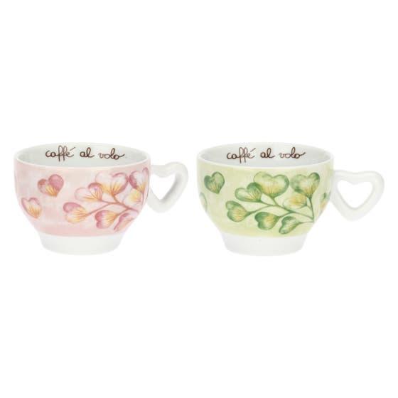 Set 2 tazze cappuccino Cuori in fiore