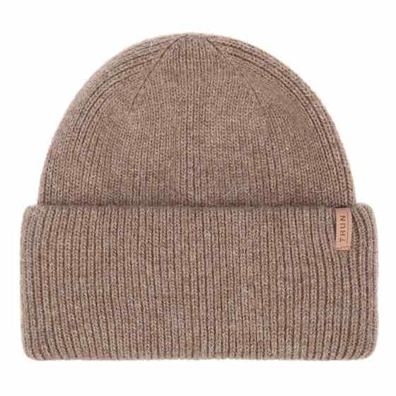 Berretto a coste in misto lana, taupe