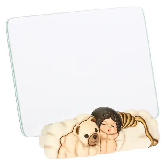 Portafoto con Angelo e Teddy in vetro e ceramica Thun