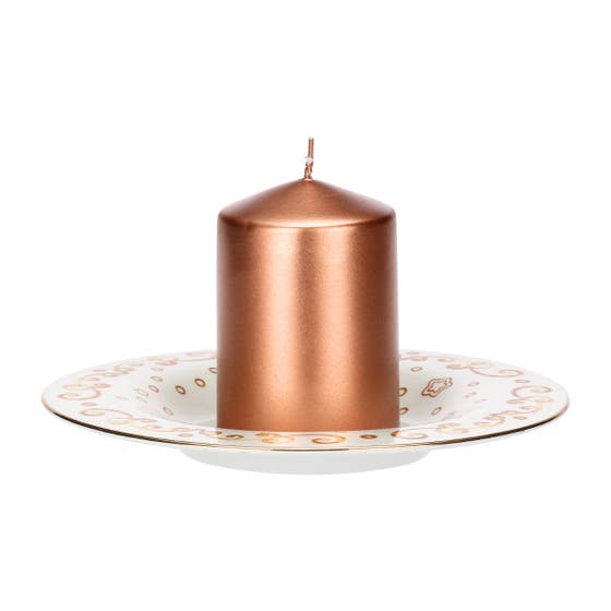 Piattino tondo in porcellana con candela Thunland