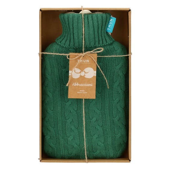 Boule acqua calda con cover in tricot jaqard AbbracciAMI, verde