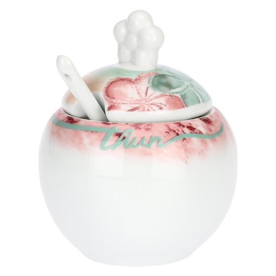 Zuccheriera con cucchiaino in porcellana Bloomia