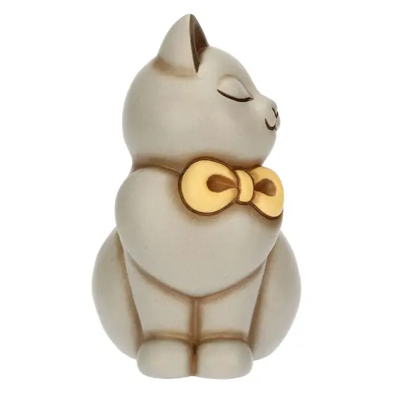 Gatto Momi con fiocco in ceramica, medio Thun