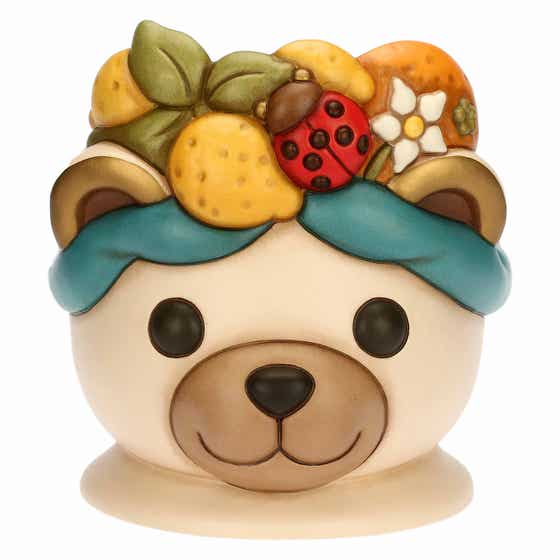 Cachepot Teddy corona con limoni e coccinella Ella in ceramica, grande