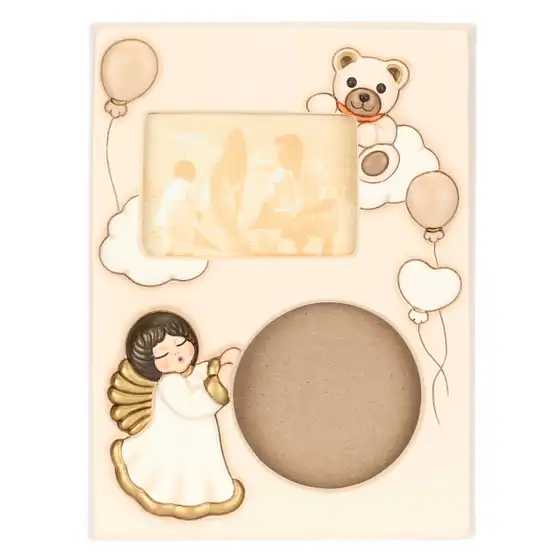 Portafoto con calco manina Angelo con teddy in ceramica THUN