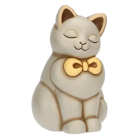 Gatto Momi con fiocco in ceramica, grande Thun