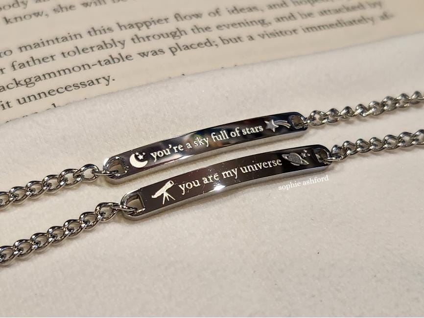 You Are My Universe + You're A Sky Full of Stars Friendship Bracelet Set | CP-Inspired Engraved Bracelet Design