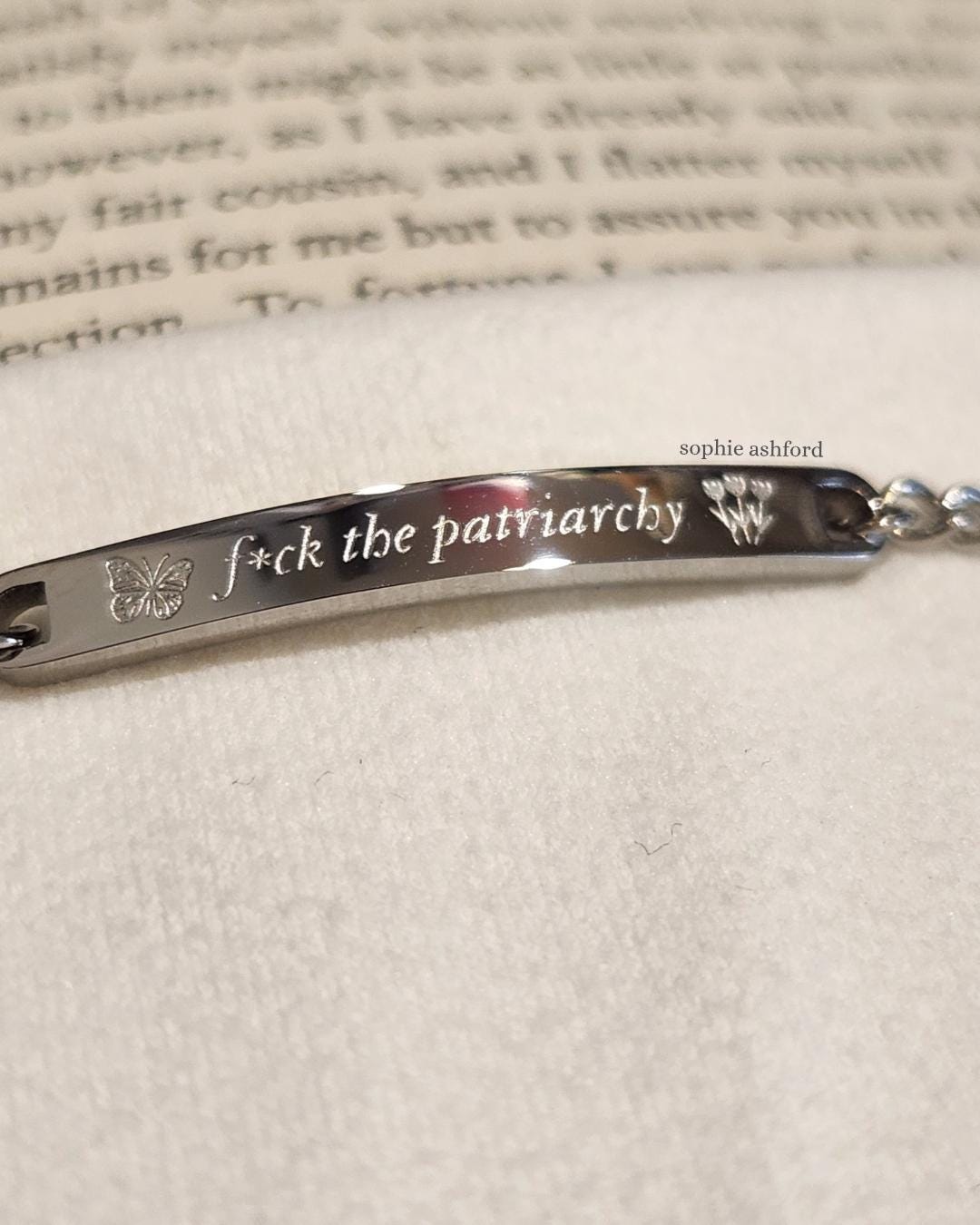 F*ck the Patriarchy | TS Engraved Bracelet Design, Perfect Gift for Friends & Family, Music Artist Themed Jewelry