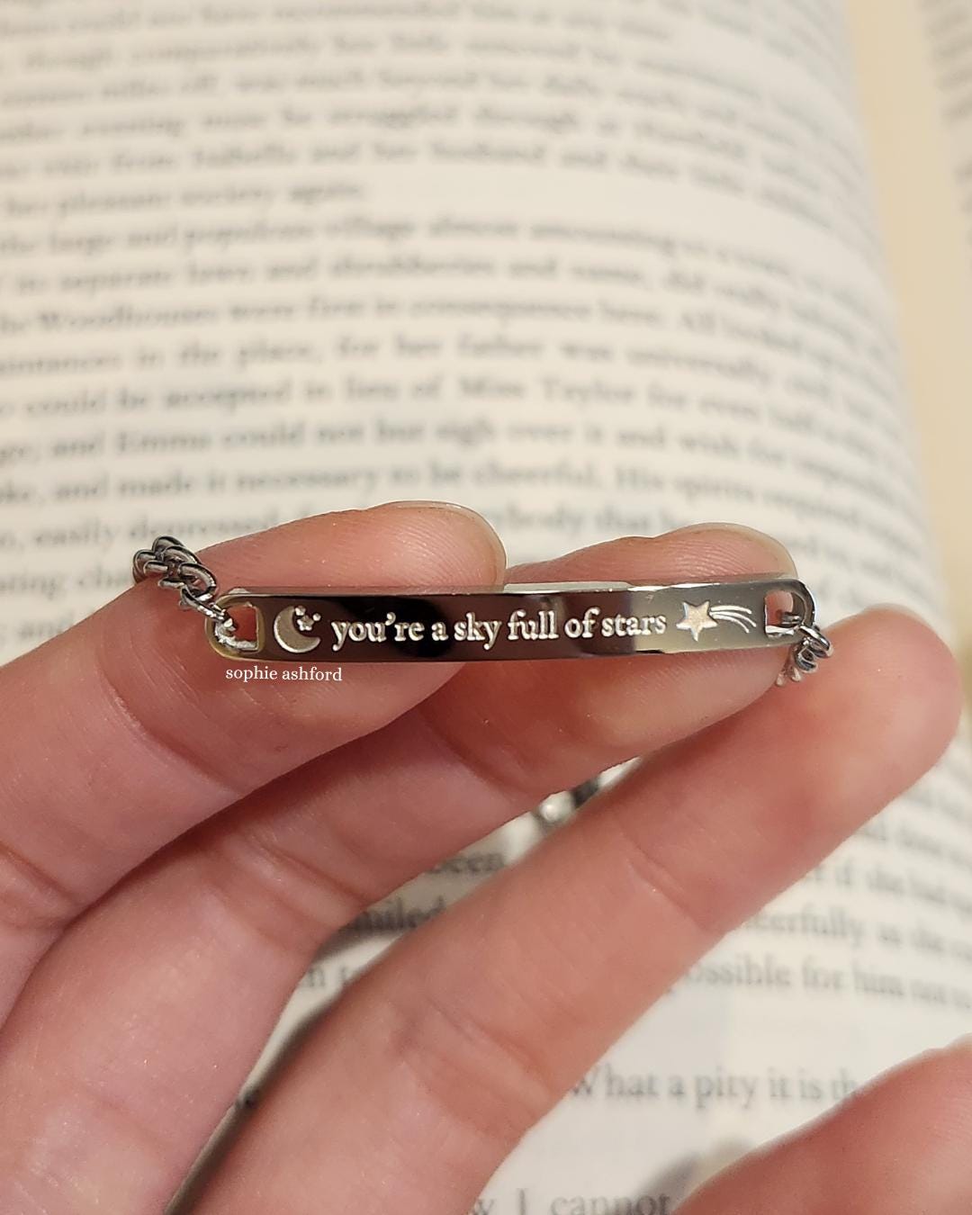 Sky of Stars CP-Inspired Engraved Bracelet Design, Music Artist Themed Jewelry, Two Sided Engraved Lyrics