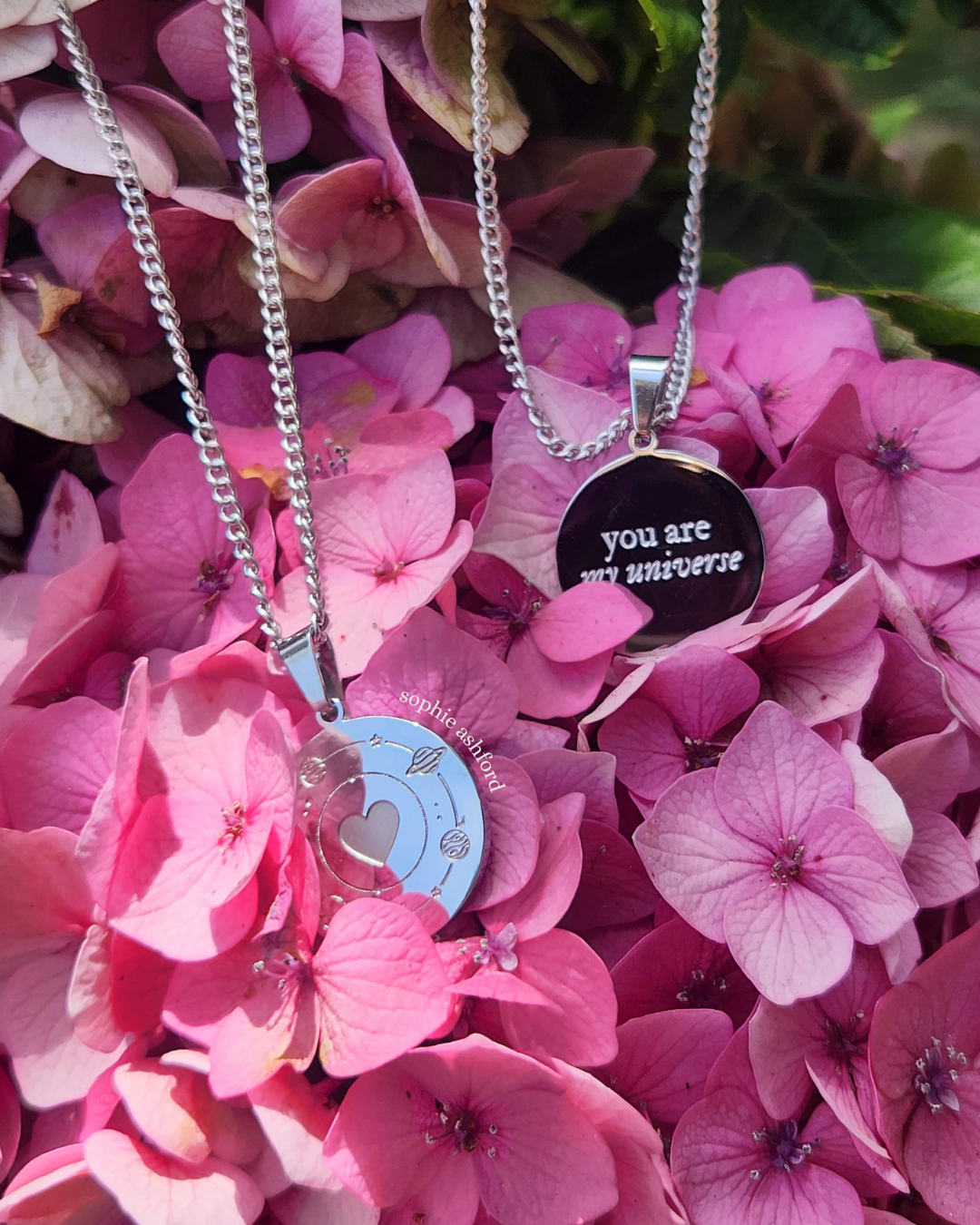 "You Are My Universe" Heart Planets Stainless Steel Pendant Necklace