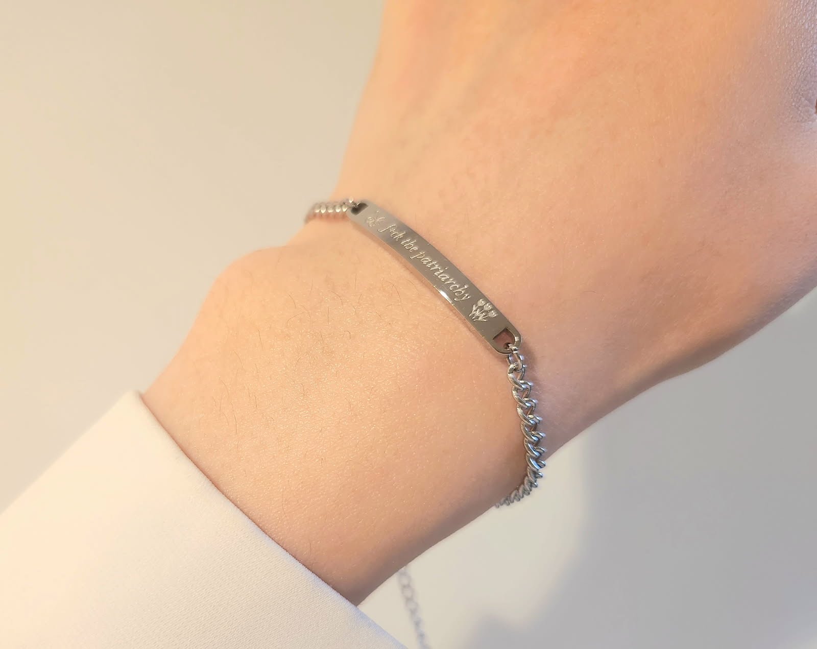 F*ck the Patriarchy | TS Engraved Bracelet Design, Perfect Gift for Friends & Family, Music Artist Themed Jewelry