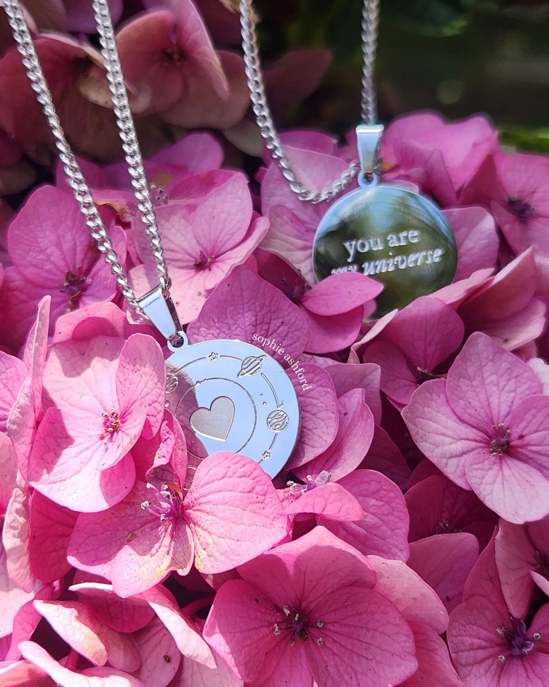 "You Are My Universe" Heart Planets Stainless Steel Pendant Necklace