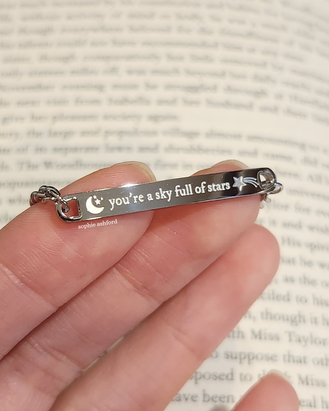 Sky of Stars CP-Inspired Engraved Bracelet Design, Music Artist Themed Jewelry, Two Sided Engraved Lyrics