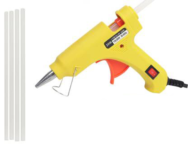 Hot glue gun with glue sticks