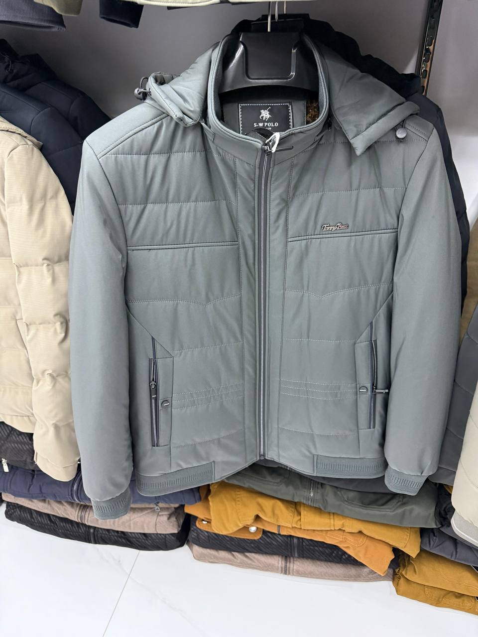 Men's Grey Quilted Winter Jacket
