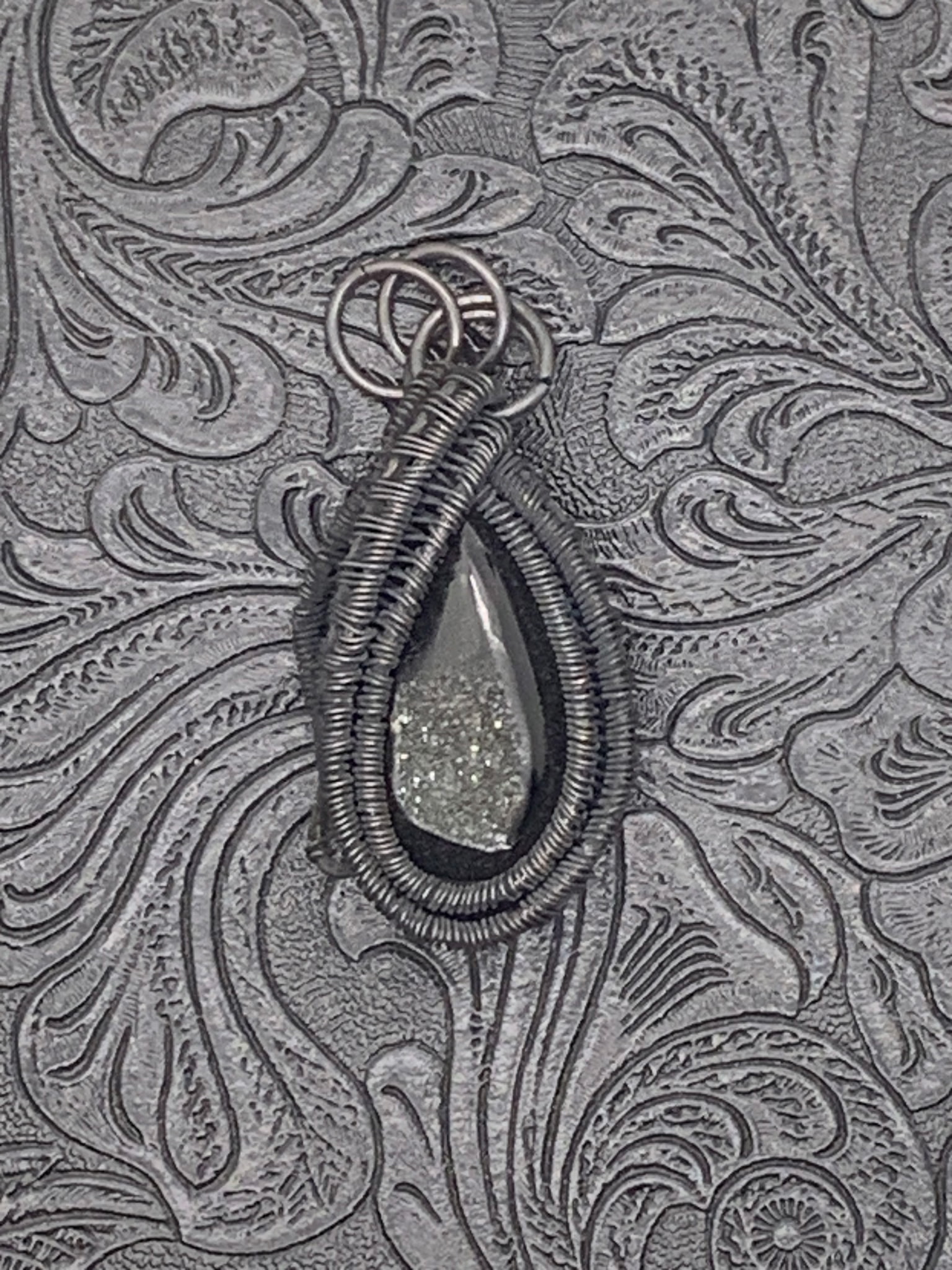 Handcrafted Wire Wrapped Agate Druzy Pendant