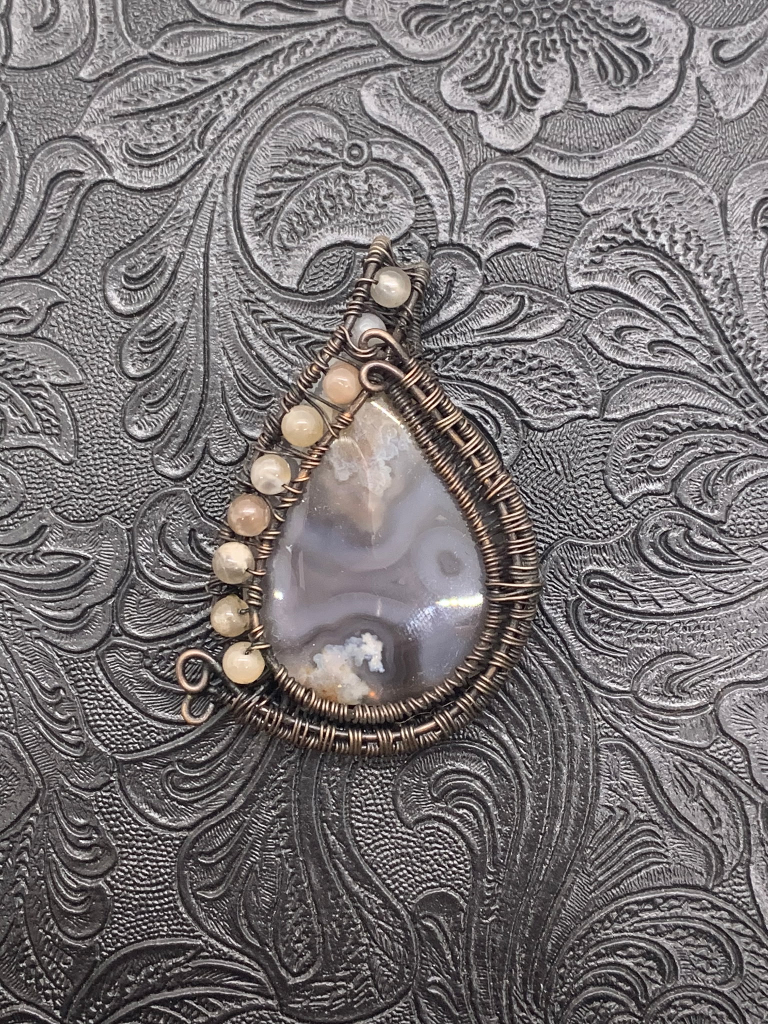 Handcrafted Wire-Wrapped Agate Pendant