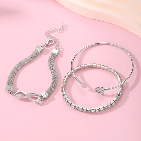 3 Peças-Corrente Diamante Brilhante E Infinitas