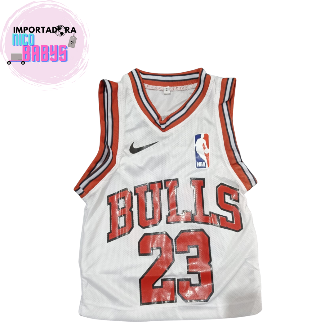 UNIFORME NBA NIÑO BULLS BLANCO CON ROJO